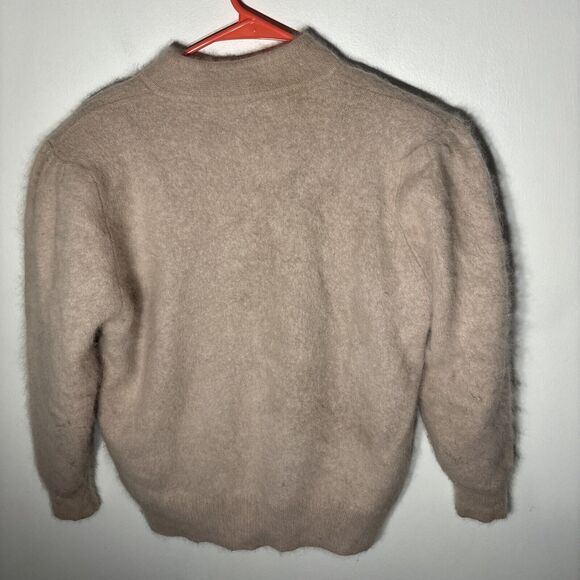 RARE BELLDINI Fluffy Fuzzy Vintage Angora Light Pink Cardigan Sweater Sz M Flaw - Picture 11 of 14